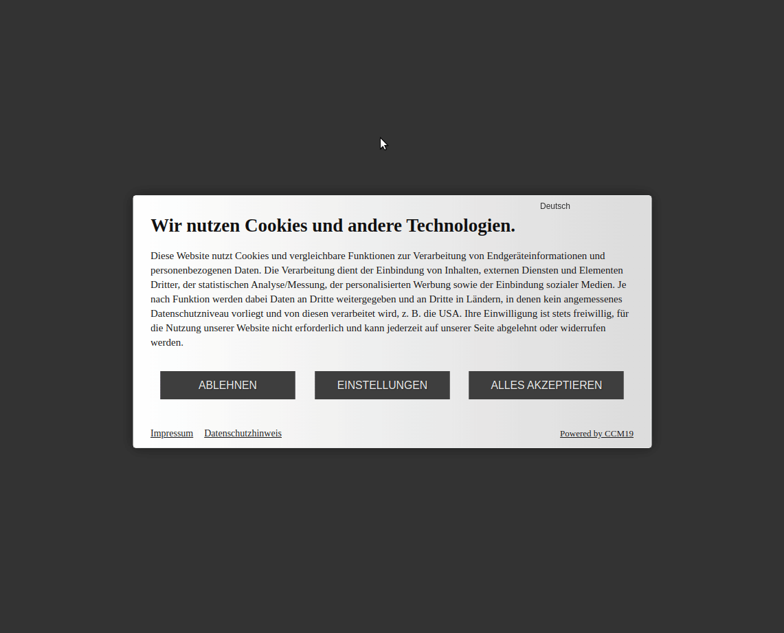 Banner CCM19 Aktivierung