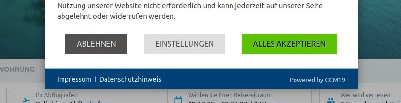 Cookie Banner Auswahl