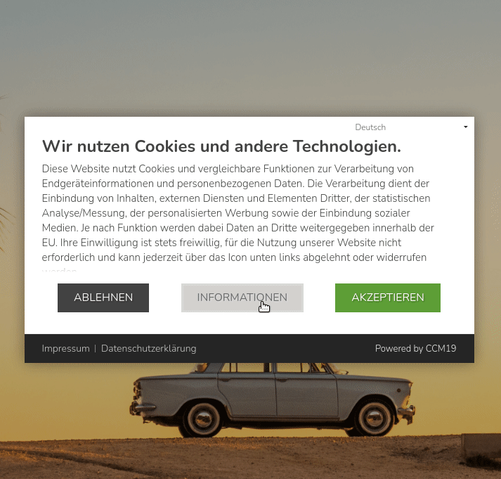 Cookie Banner animiert