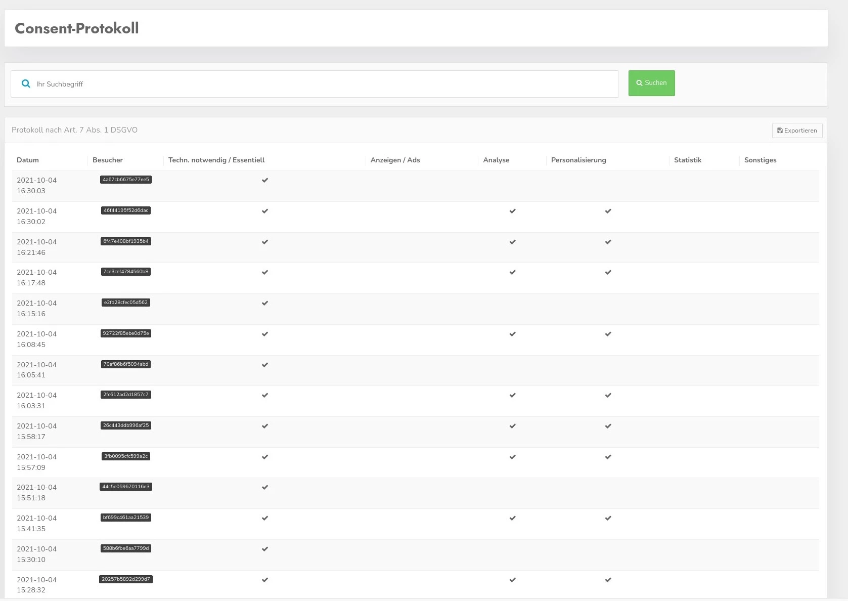 CCM19 Cookie Consent Log