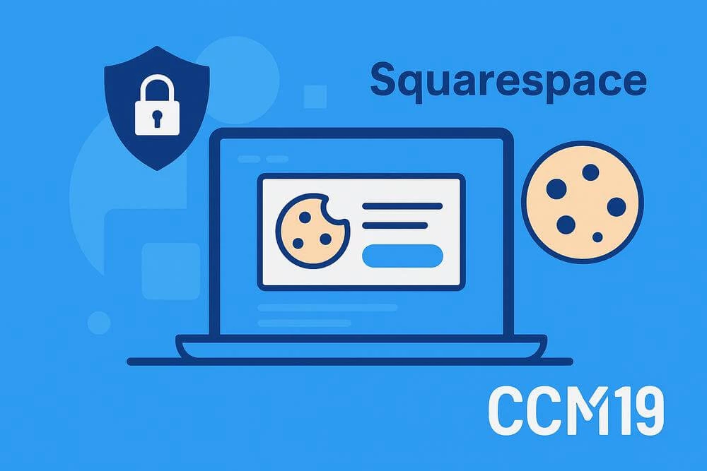 ccm19-cookie-banner-integration-squarespace-dsgvo Illustration zur Integration von CCM19 in Squarespace mit Cookie-Banner für DSGVO-Konformität